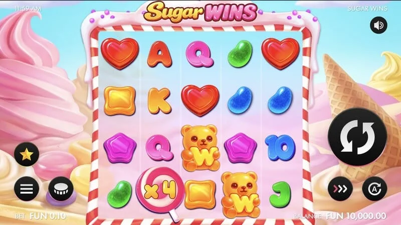 Sugar Wins - 5x4 रीलों के साथ गेम स्क्रीन